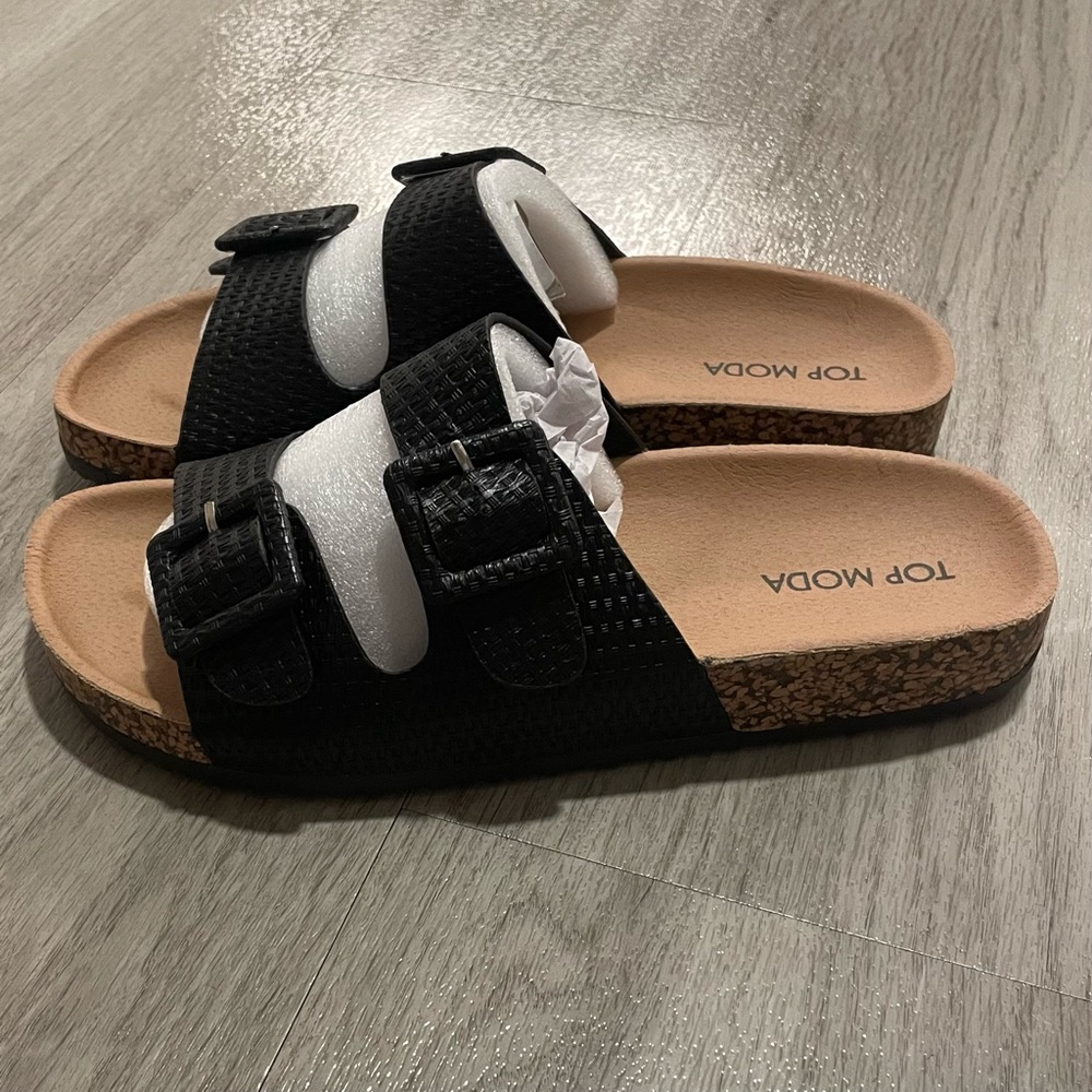Top Moda Amara Black Slide Sandals